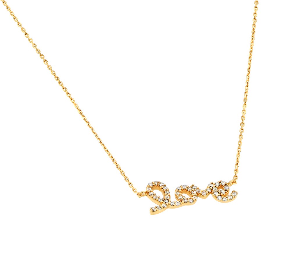 Sterling Silver Script "LOVE" Necklace Yellow Gold Plated